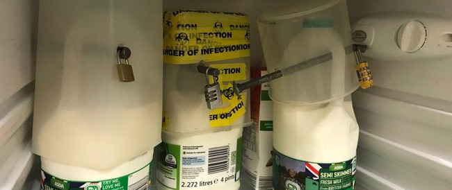 Police in Halifax padlock their milk to prevent theft