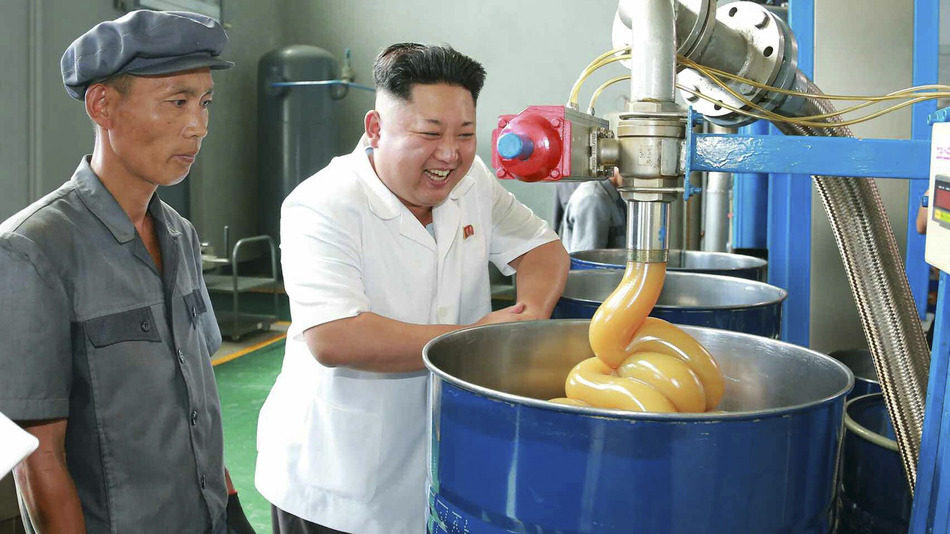 Pictures of Kim Jong-un looking at things