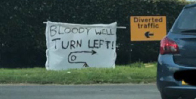 Frustrated Norfolk residents make their own slightly sweary diversion sign