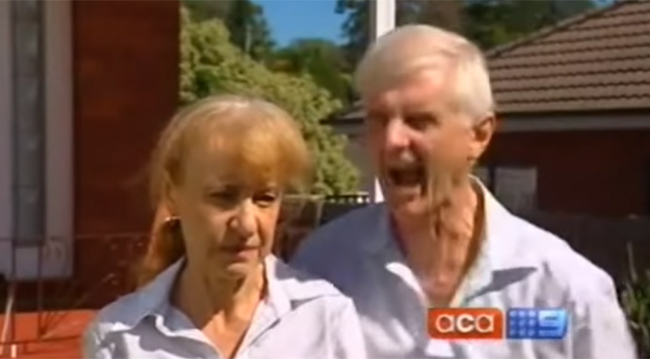Archive: Aussie bloke does a mad dog impression on TV news
